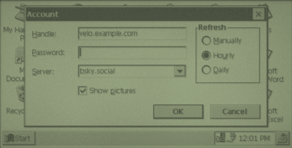 Account dialog on CE 2.0