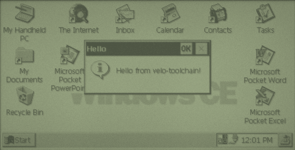The same message box on the CE 2.0 desktop